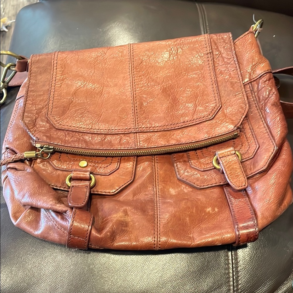 The Sak Stylish Brown Leather Women's Crossbody Adjustable Strap Bag